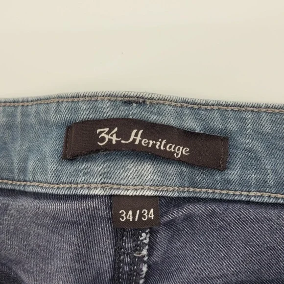 34 Heritage Coolmax Stretch Jeans Mens 34x34 Straight Leg Light Wash Denim - Picture 3 of 8